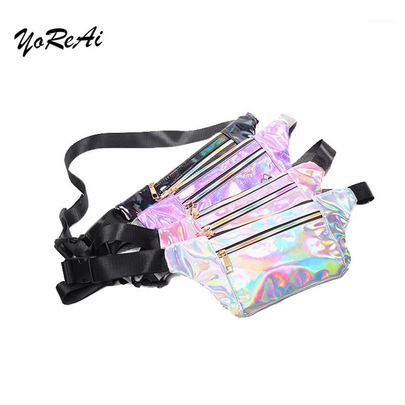 

2020 New Laser Holographic Fanny Pack Money Phone Purse Wallet Waist Belt Bag Girl Street Style Gifts Shoulder Chest Bag Bumbag1, Black