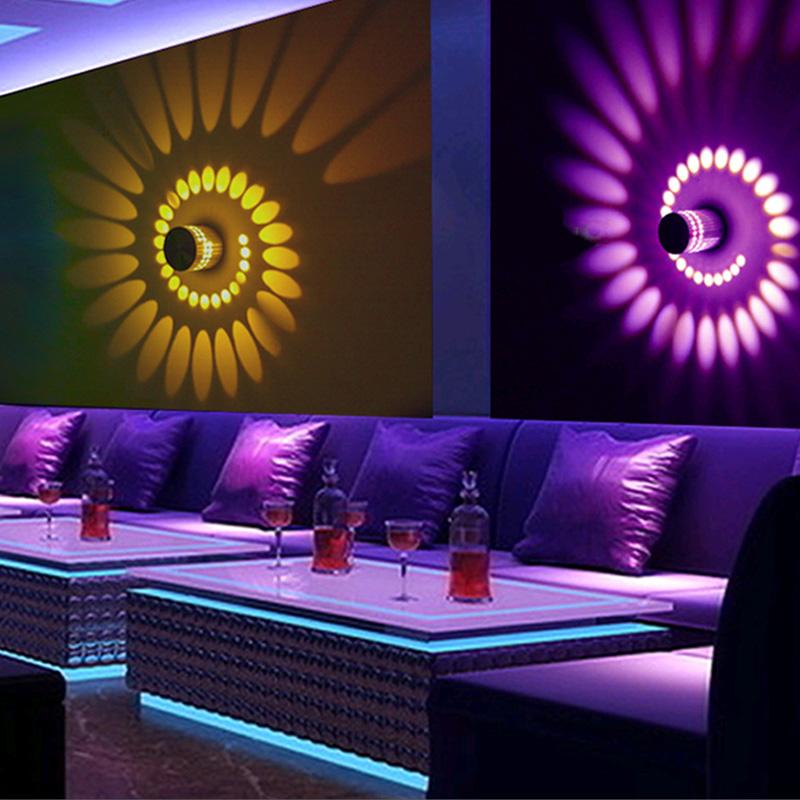 

AC85-265V 3W RGB Led Sconce Wall Lamp With 24Key Remote Controller Aluminum Indoor Home Decoration Lights For KTV Bar Restaurant