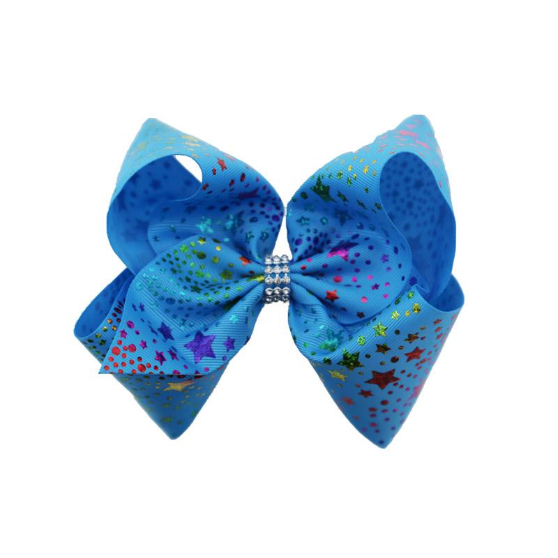 

20pcs Free shipping 2021 Rainbow Star Starry Ribbon Hair Bow Extra Large Ribbon bow 6 inch, Blue