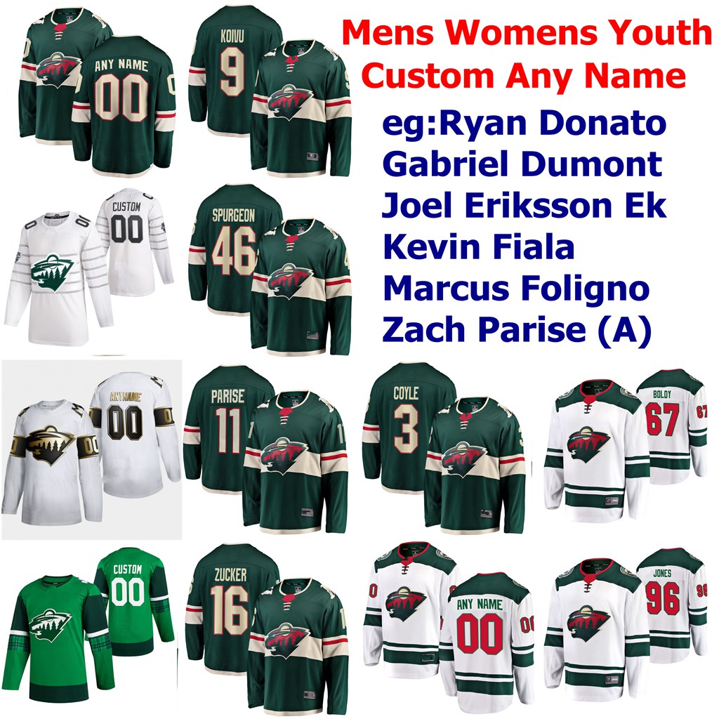 

Minnesota Wild Jerseys 23 Marco Rossi Jersey Zach Parise Jason Zucker Jared Spurgeon Matt Dumba Mikko Koivu Hockey Jersey Custom Stitched, Mens 2020 st. patrick's day green
