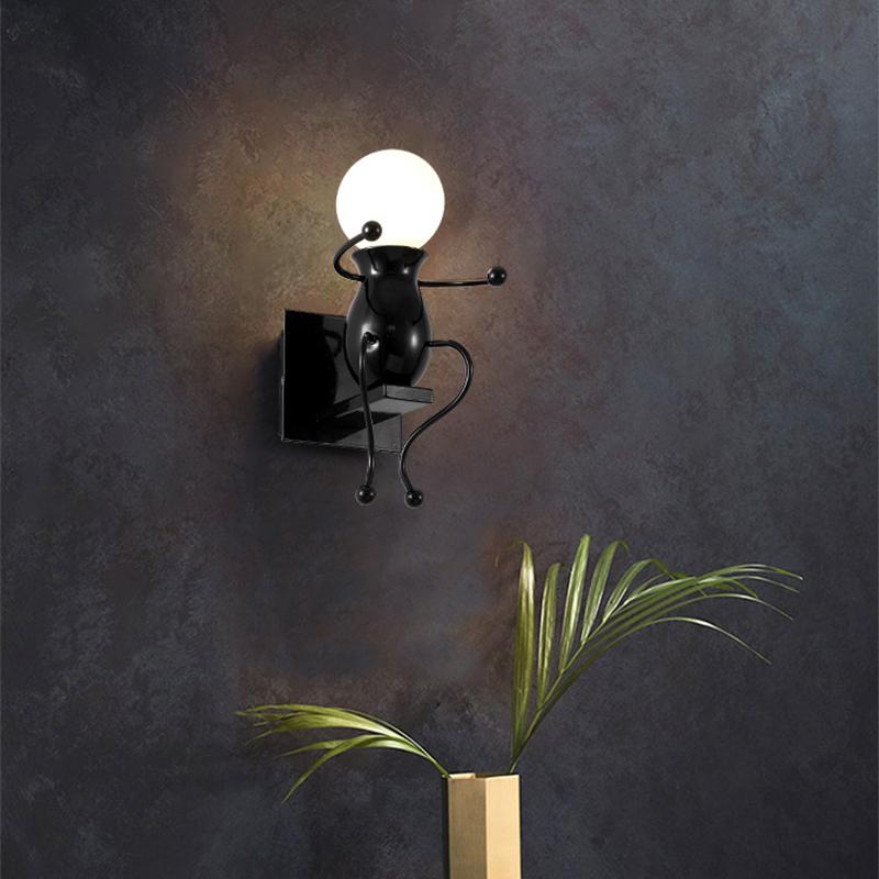 

Living Room TV Wall Lamp Corridor Aisle Lamp Stair Platform Bedroom Bedside Round Belly Iron Man