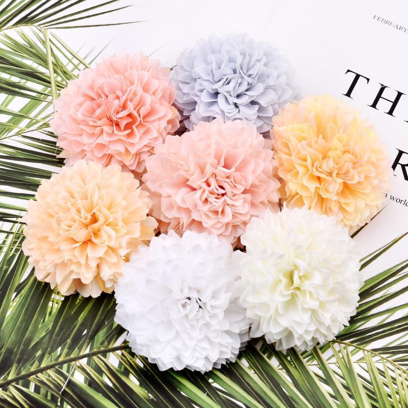 

10cm Large Artificial Pompom White Silk Flowers Head Hydrangea Home Wedding Decoration DIY Scrapbooking Fake Flower Wreaths1