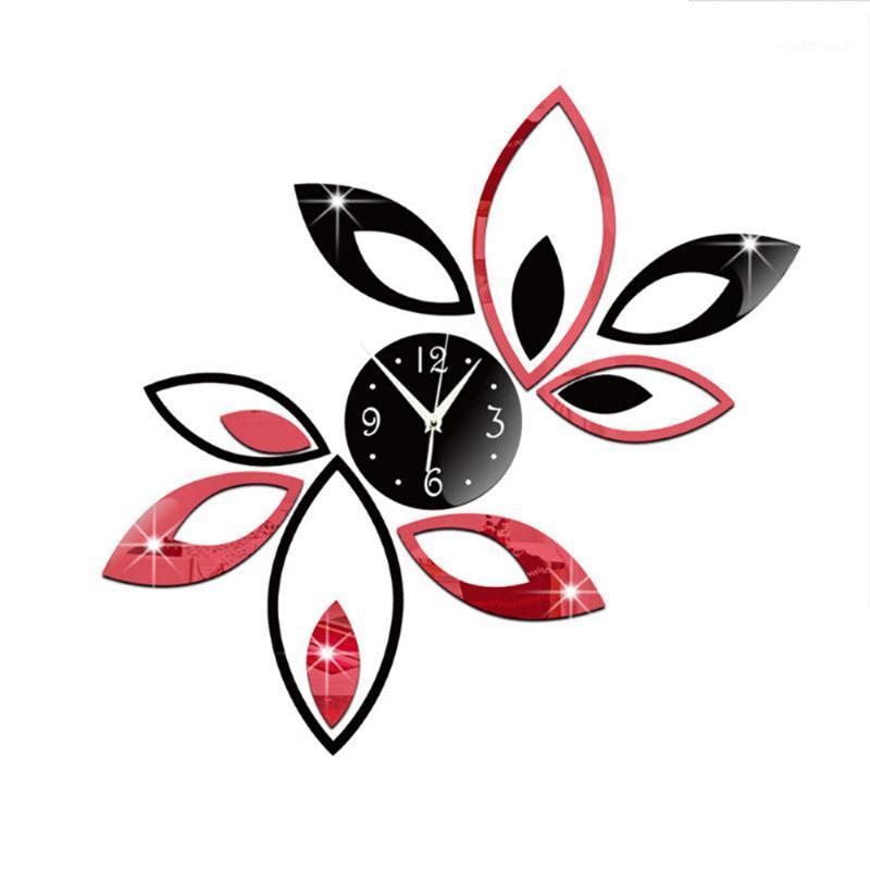 

3D Clock Lotus DIY Mirror Wall Sticker Art Acrylic Decorative Quartz Needle Living Room Bedroom Sofa TV Background Wall1