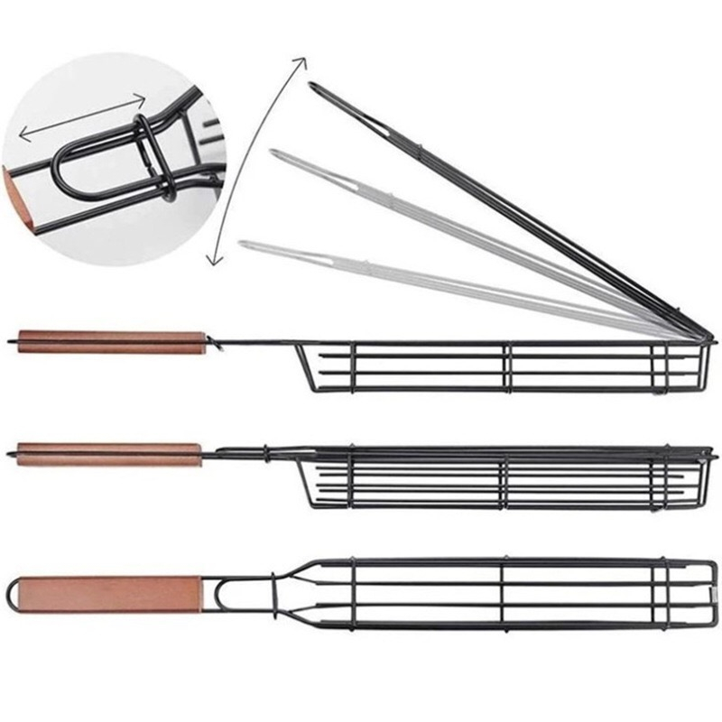 

DHL 50pcs Outdoor Cooking Barbecue Baskets Grill Net BBQ Tools Metal Clip Basket with Opp Bags, As pic