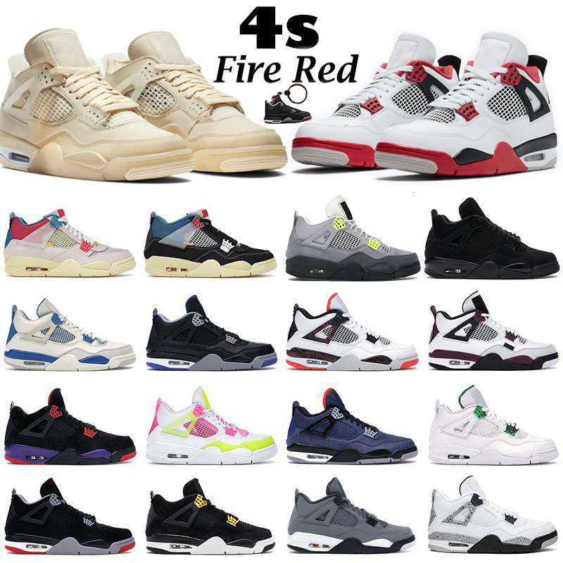 

2021 Fire Red Sail Bred 4 4s Jumpman paris Guava Ice Basketball Shoes What the White Cement black cat Mens Trainers Sports Sneakers, 1 fire red 2020