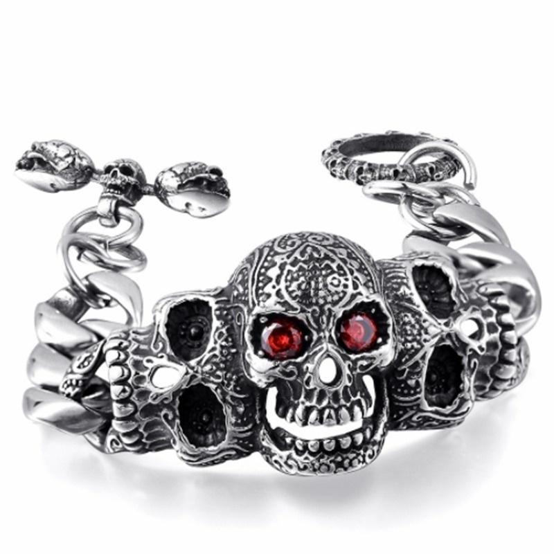 

Vintage Gothic Stainless Steel Men Punk Skull Bracelet & Bangle Jewelry