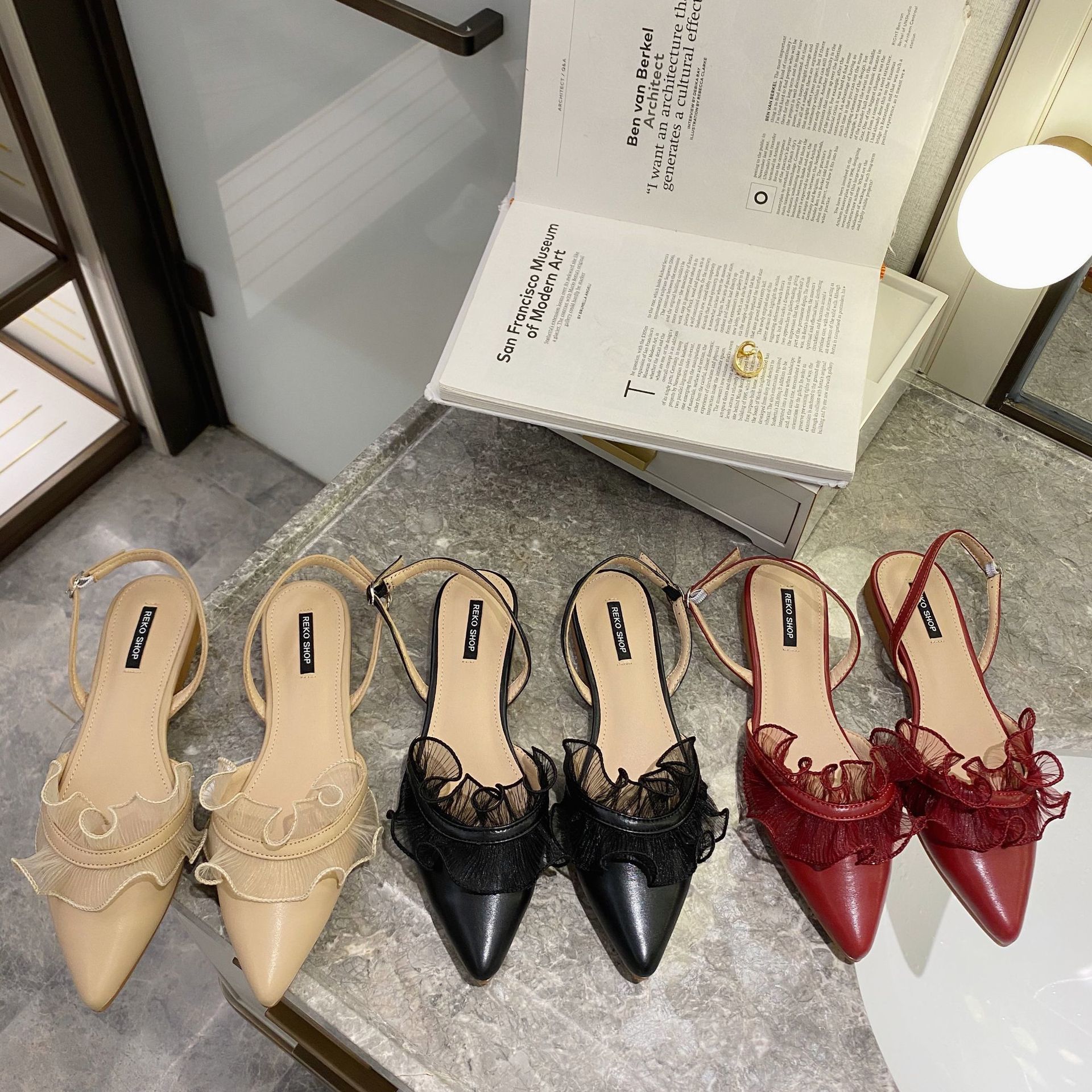 

2021 New Mode Summer Pointed Lace-style Wome Oceanic Shoes 03yf, Black