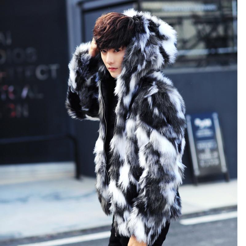 

UYKU2020 Winter New Casual Fashion Youth Trend Imitation Fur Hoodie Quality Hip-hop Men's Coat Masculina Hombre, Grey