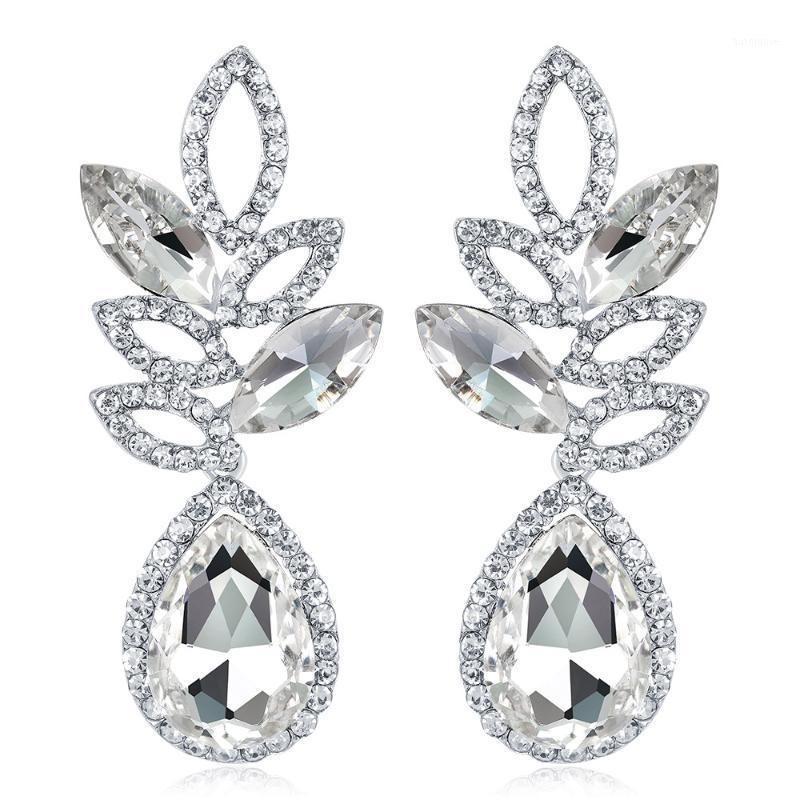 

elegant Women Fashion Drop Earrings trendy alloy rihestone bride earrings1