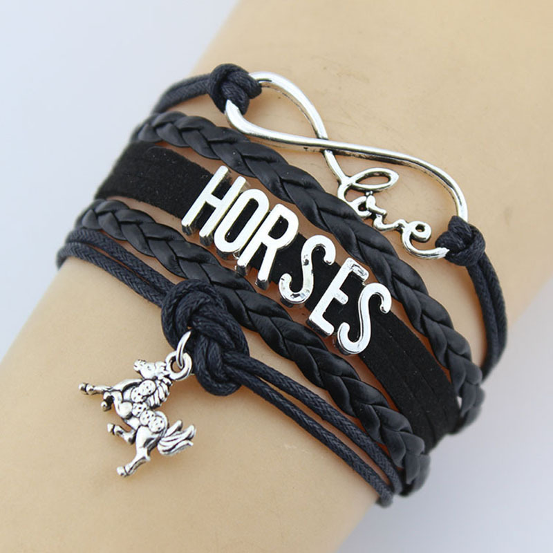 

Infinity Love Horses Charm Wrap Bracelets Horse Braid Charms Bracelet Leather Gifts Women & Men Girl Bracelets Jewelry