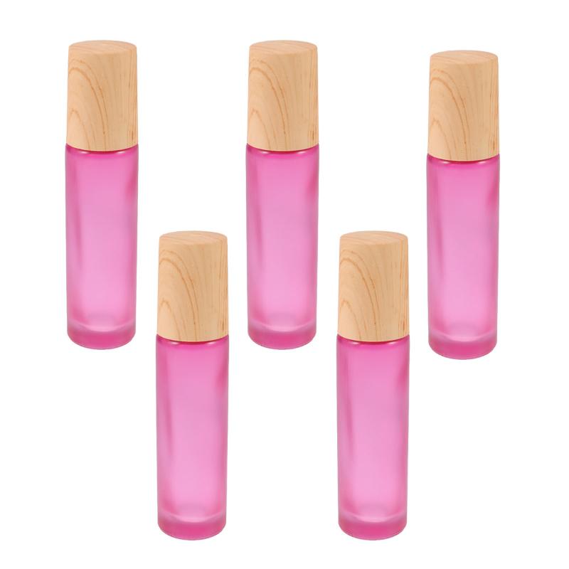 

5pcs 10ml Wooden Lid Bottle Glass Roller Rollerball Essential Oil Bottles Empty Perfume Bottles Roller Ball Travel Container