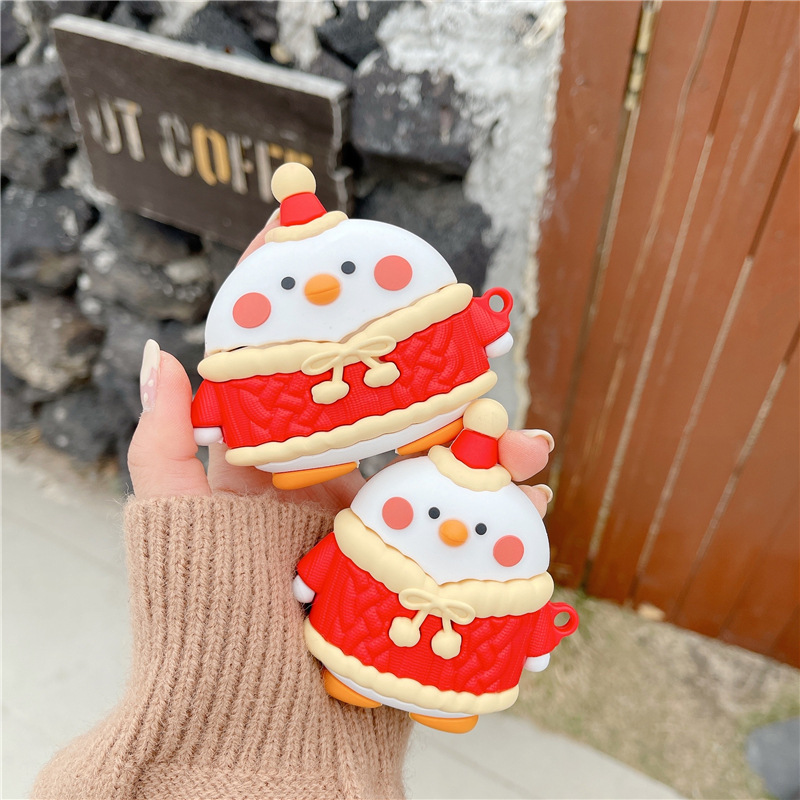 

For Airpods Pro Cartoon Red Coat Duck Case For AirPods 1 2 Protection Silicone Cover For Air pods 2 Headphone Case fundas