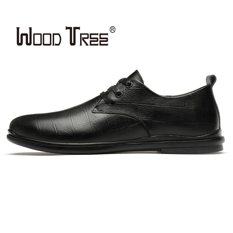

WOODTREE 2020 spring and autumn men's formal shoes business men's leather shoes solid color work lace, Black