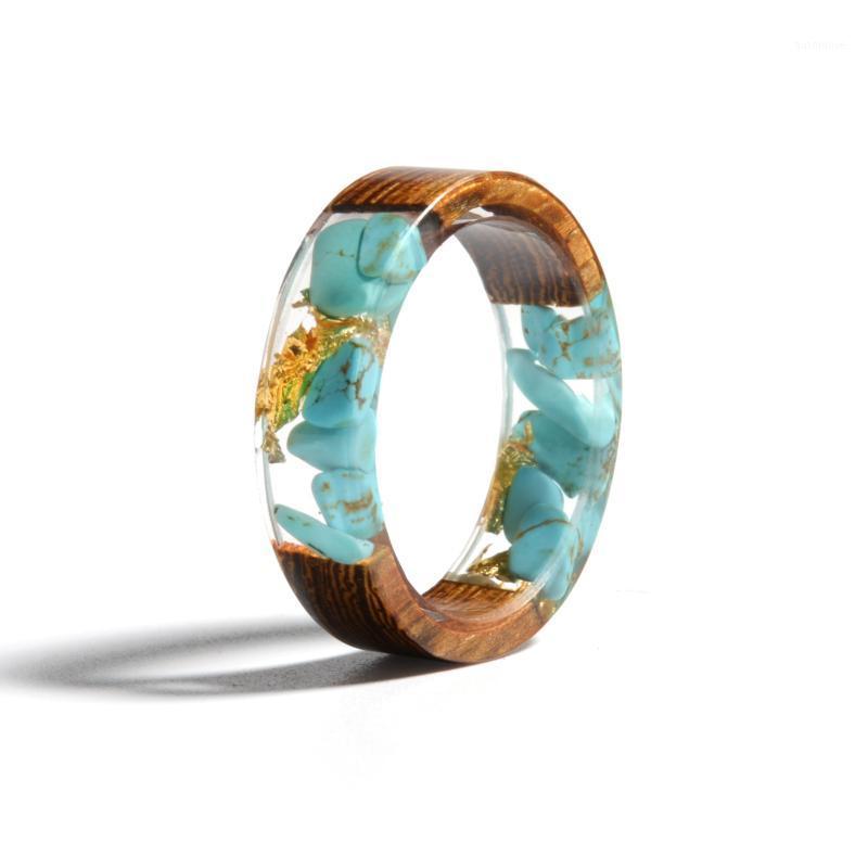 

2020 Resin Rings for Women Men Gold Silver Foil Wood Inside Ring Vintage Handmade Epoxy Rings Drop Shipping1