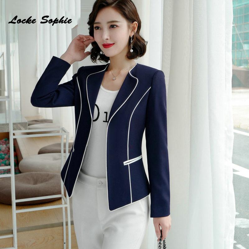 

Women Plus size Blazers coats 2020 Winter cotton blend Splicing stripe Slim fit Small Suits jackets ladies Skinny Blazers Suits, Black