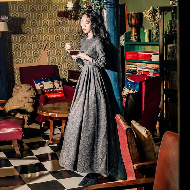 

New High Quality Explosions Leisure Elegant Dresses Women sashes spring Casual Shirt Dress, Gray