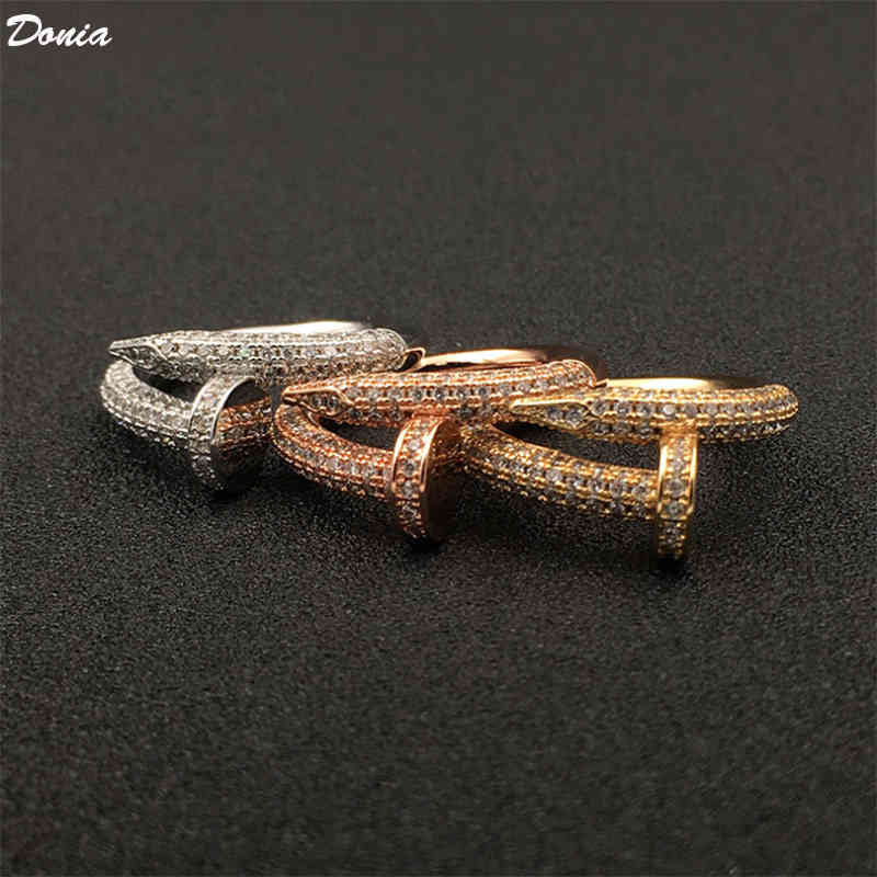 

Hot Selling Trendy Jewelry Donia Jewelry Luxury Ring Exaggerated European and American Fashion Nails Copper Micro-inlaid Zircon Creative Designer Gifts