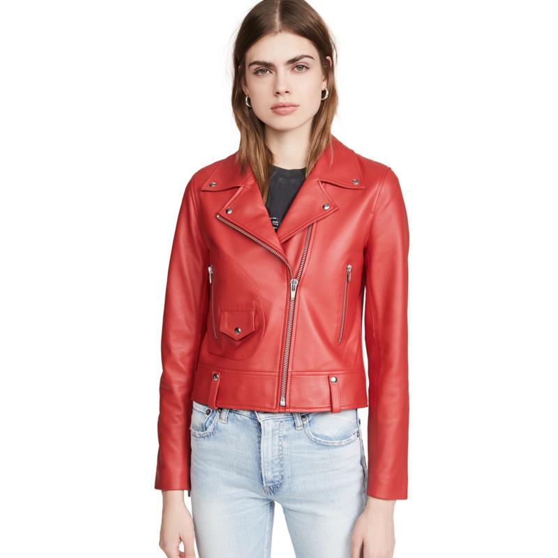 

Women Oversize Biker Coats Faux Soft Leather Turndown Collar Rivet Zipper Autumn Loose Jacket Faux Pu Moto Outwear Coat, Red