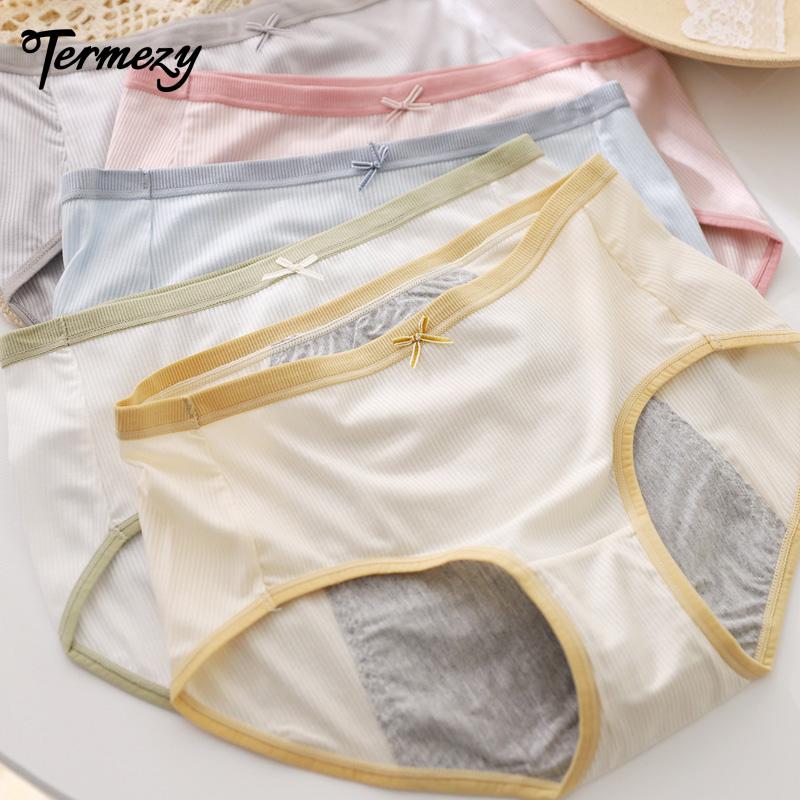 

TERMEZY Menstrual Panties Women Sexy Pants Leak Proof Incontinence Underwear Cotton Briefs Mid Waist Female Dropshipping, Gray