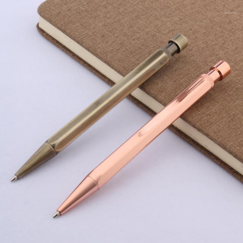 

office Hexagon Push brass Retro Classic metal write Black Ballpoint Pen1, A2