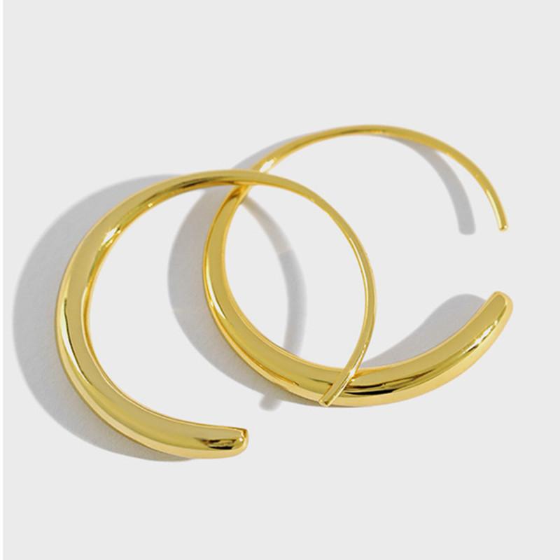 

925 Sterling Silver INS Trend Thickness Change Hoop Earrings For Women Handmade Personality Lady Girl Student Fine Jewelry
