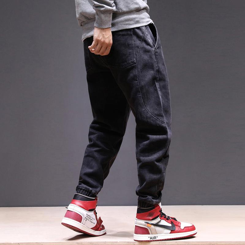

Newly Fashion Winter Warm Jeans Men Loose Fit Spliced Designer Denim Cargo Pants Homme Harem Trousers Streetwear Hip Hop Joggers, 1892 black