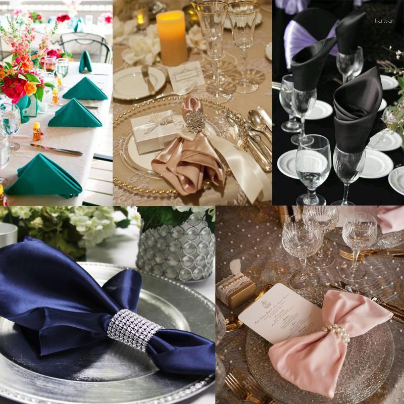 

10pcs/lot 50cmx50cm Table Napkin Square Satin Fabric Napkin Handkerchief for Birthday Wedding Event Party Hotel Table Decoration1