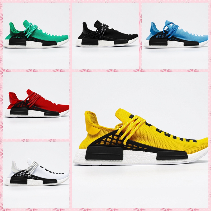 

wholesale Original Human Race BBC Designer Shoes Pharrell Williams Hu Solar Pack Oreo Multi Color NERD mens womens Golf run shoes size 36-47, 10