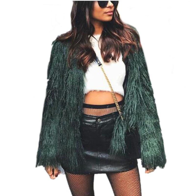 

7 Colors 6 Size Women Winter Faux Fur Coat Jackets Pink Black Fur Coats Jackets Women Thicken Warm Fake Outerwear AL781, Beige