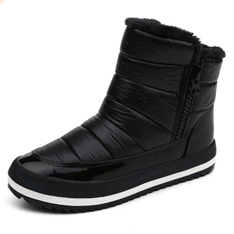 

New Snow Boots Fur Ankle Boots Thick Cotton Women Female Warm Cotton Women Shoes, Black