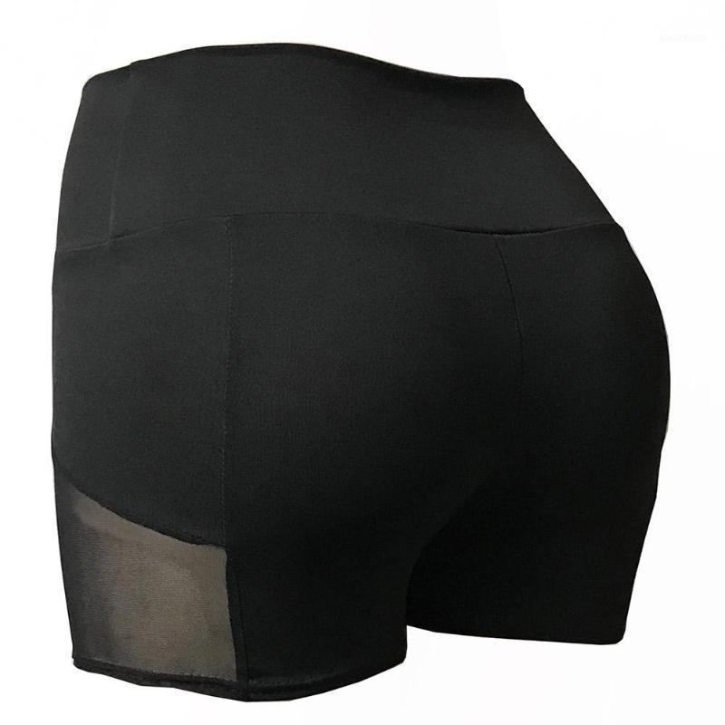 

Women' new high waist mesh stitching running shorts high stretch three points yoga shorts1, Black