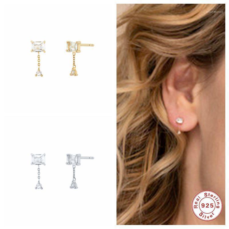 

Aide Sterling Silver Geometric Stud Earring for Women With Cubic Zirconia Gold Silver Color CZ Zircon Small Earrings Jewelry1