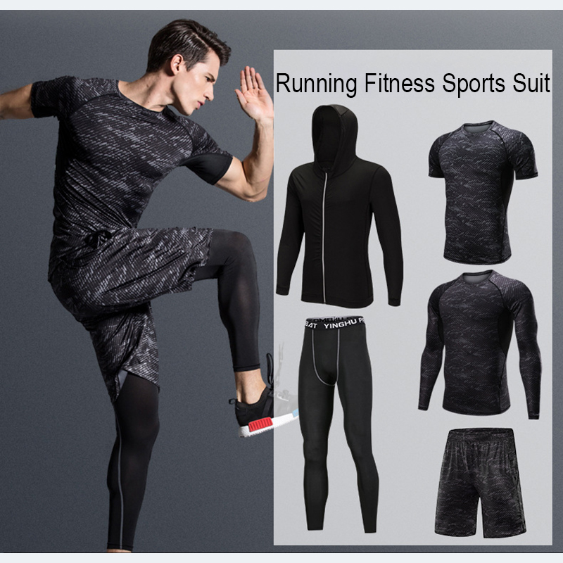 

NEW Men's Sports Suit Gym Fitness Clothes Training Exercise Workout Tights Running Jogging Sport Wear Basketball Clothes, Just like the photo
