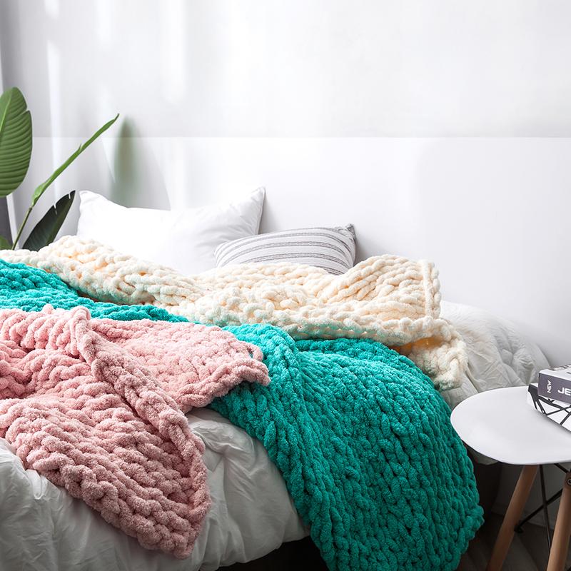 

Classic Retro Knitting Thickness Wool Blankets Casual Sofa Cover Blanket Fashion Bed Towel Home Decorative Solid Color Throws