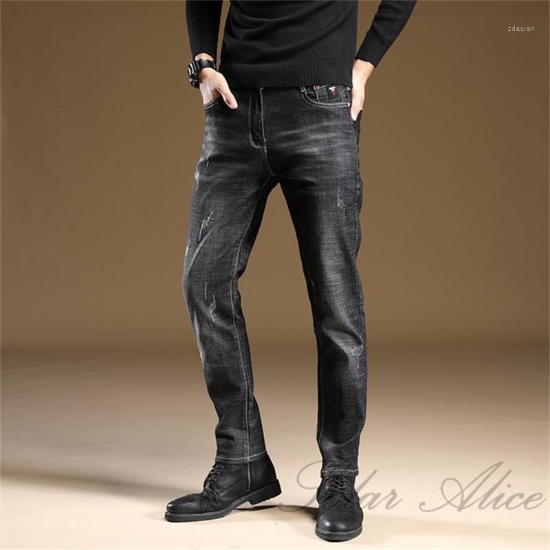 

Free shipping 2020 men's fall/winter new mid-rise stretch-leg jeans slim-fit pencil casual pants1, Blue