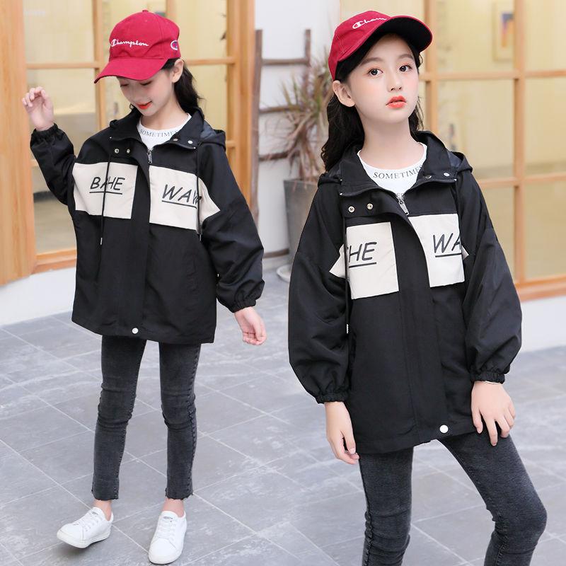 

Girls Spring Autumn Windbreaker Jacket Girls Korean Coat Trench Fille Kids Overcoat Outerwear Children Winter Snow Wear 7-12YR, Black