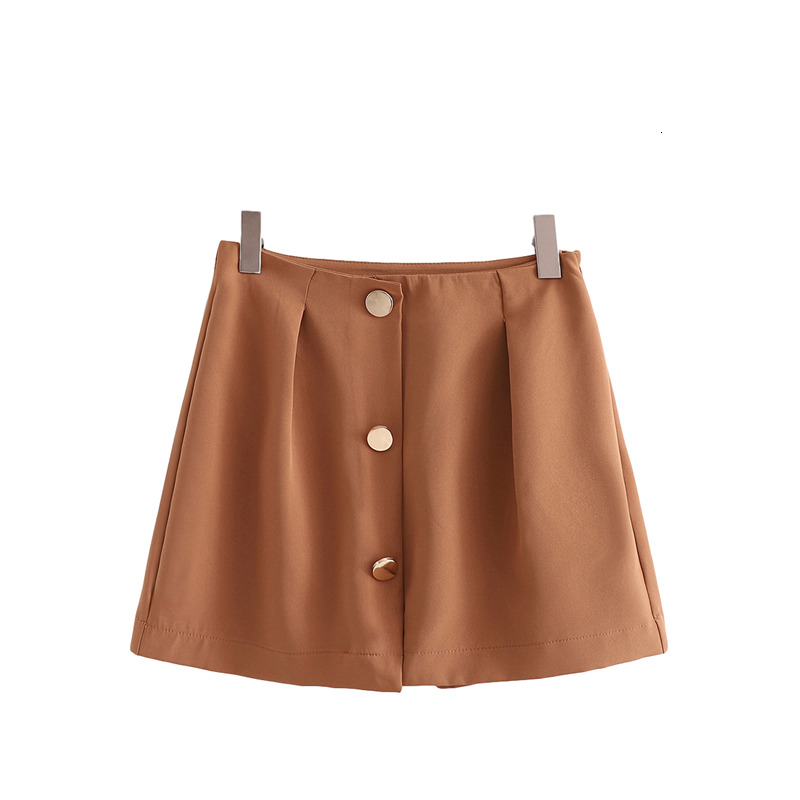 

2021 New Elegantes Boto Saia Moda Senhoras De Cintura Alta Causal Feminino Streetwear Zper Curto Chique Menina Shorts Atzm, Caramel colour