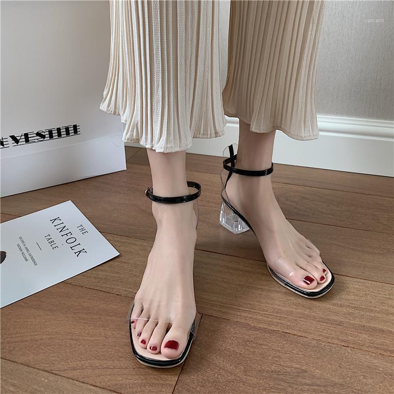 

Clear Pvc sandals Women Transparent Crystal Sandals Round Heel Woman Waterproof Beach Sandal lady high heels shoes Drop Ship1, Beige