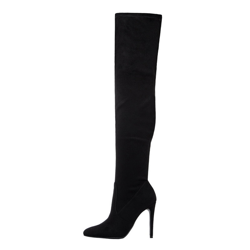 

2020 Hot Sale New Over The Knee Boots Women Sexy Pointed Toe Zip Stiletto High Heels Prom Boots Drop Shipping Women Shoes, Black