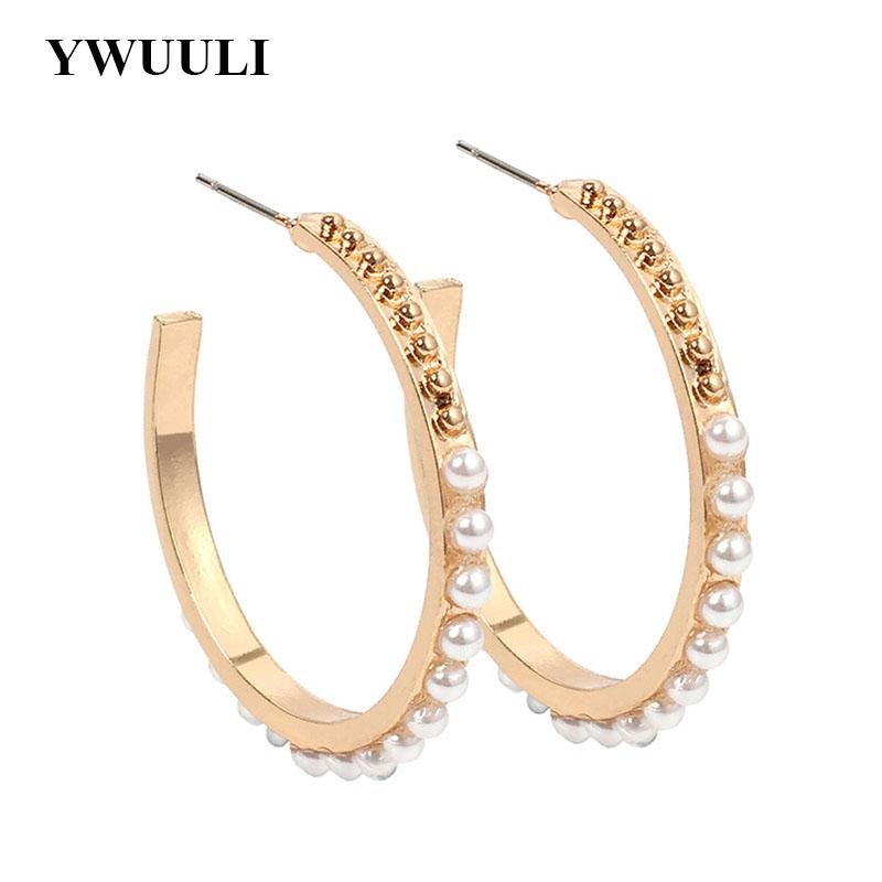 

Fashion Korean Style Simulated Pearl Round Circle Hoop Earrings for Women Geometric Earrings Pendientes Girls Ear Jewelry RY266