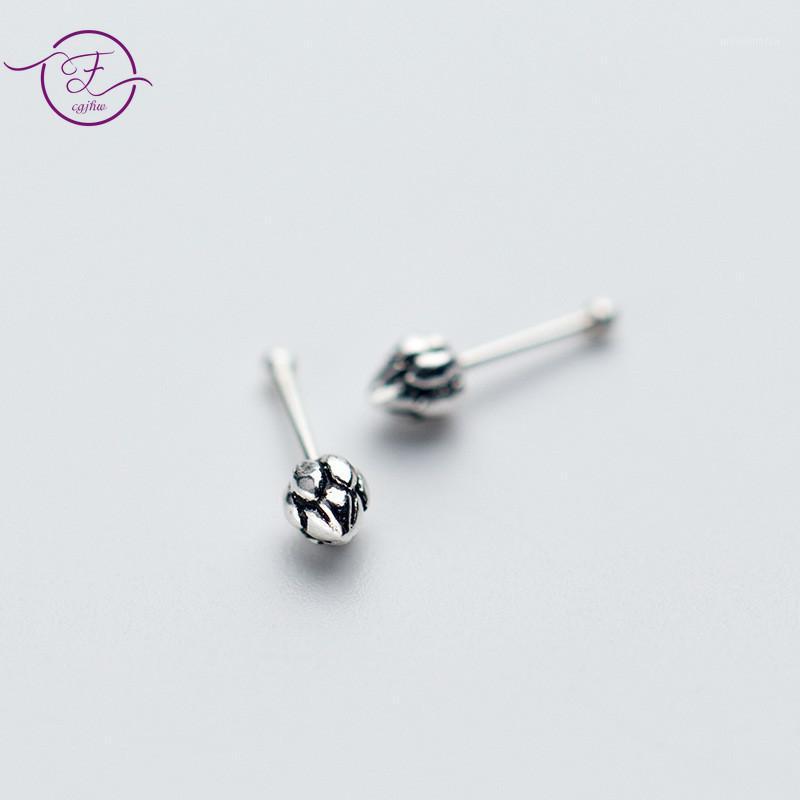 

100% 925 Solid Real Sterling Silver Jewelry Fashion Retro Buds Mini Flowers Stud Earrings Nose Studs Gifts for Women Girls1