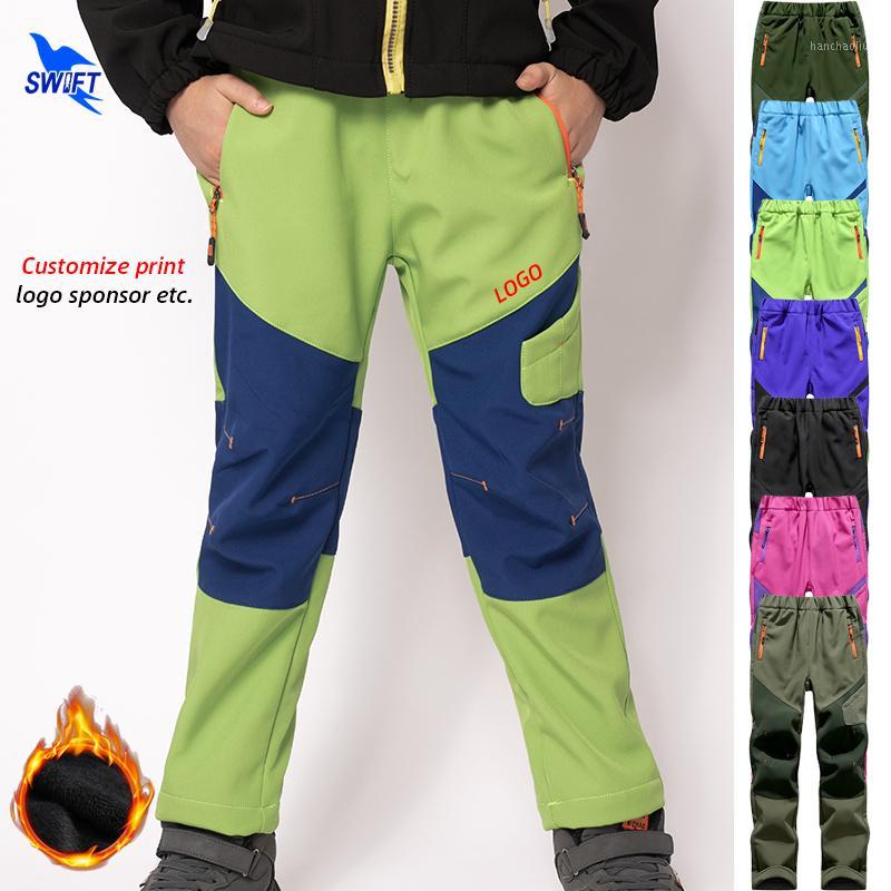 

Boys Girls Autumn Winter Warm Fleece Softshell Pants Kids Waterproof Outdoor Camping Hiking Skiing Windproof Trousers Customize1, Black