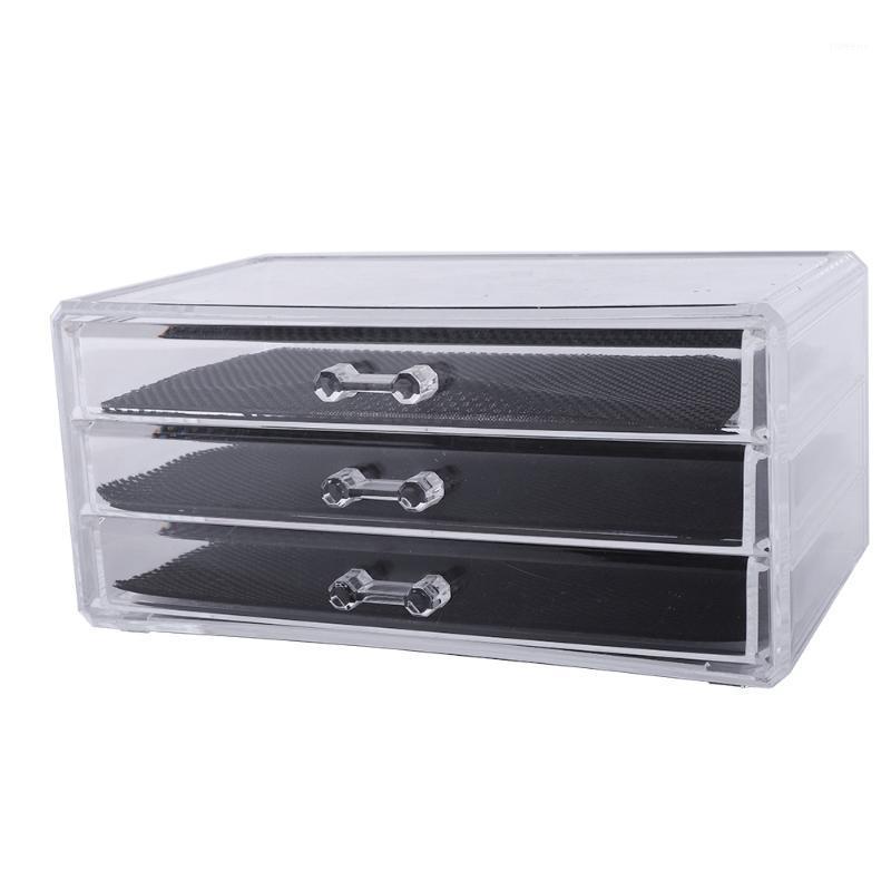 

SF-1005-1 Plastic Cosmetics Storage Rack 3 Large Drawers Transparent1, Clear