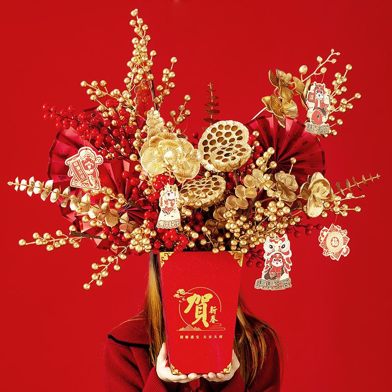 

Decorative Flowers & Wreaths Spring Festival Decorate Ornament Fortune Fruit Desktop Decoration Layout Supplies Home Decore Fall Decor Festi