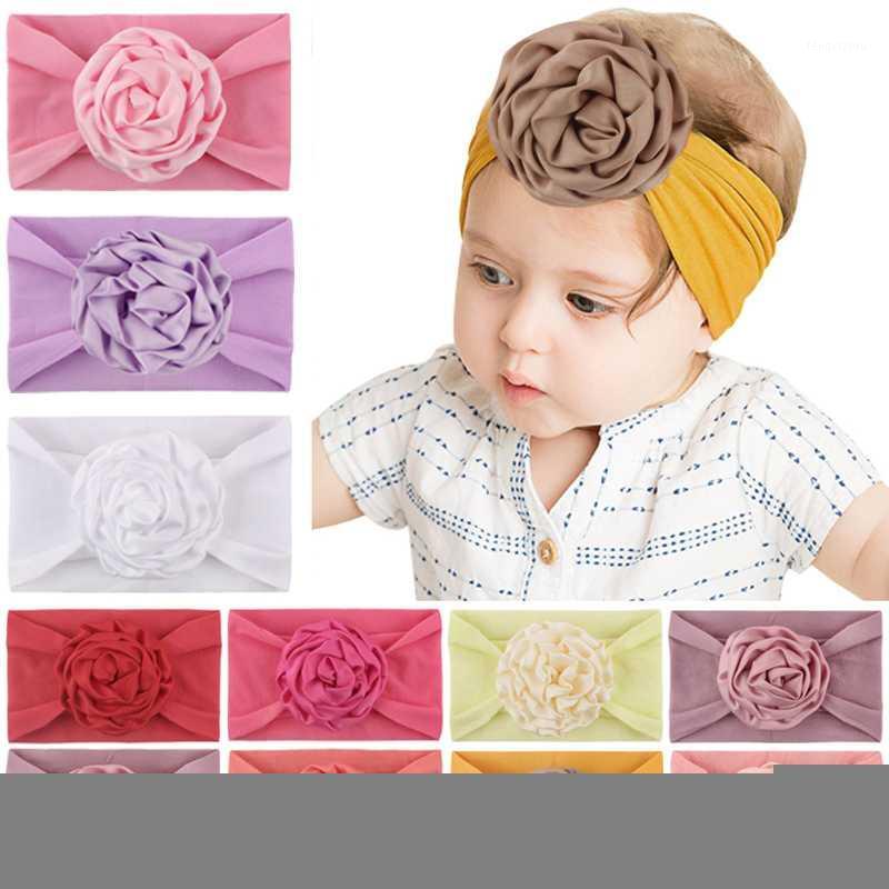 

Baby Girl Headbands Cute Big Flower Elastic Newborn Hair Band Solid Color Nylon Girls Headwear Baby Hair Accessories Gifts1, White