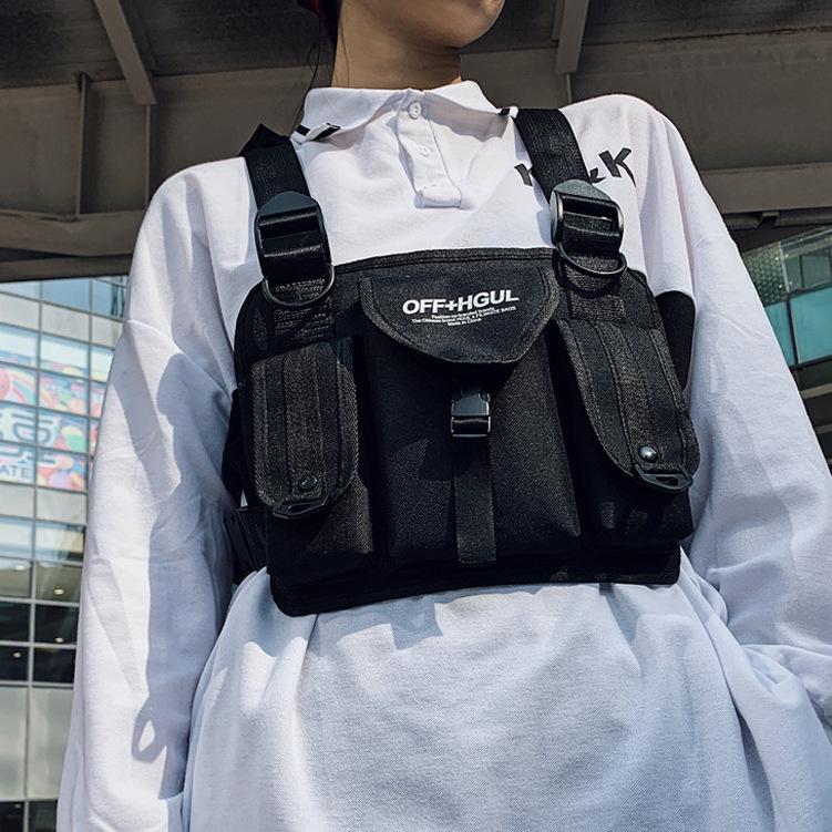 

Waist Bags 2021 Black Vest Hip Hop Streetwear Rock Functional Tactical Harness Chest Rig Bag West Pack Utility