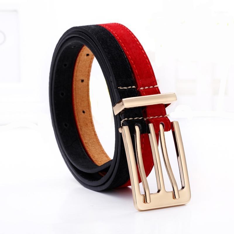 

2020 New Arrival Women Belt Korean All-match Featherskin Double Pin Buckle Belt Female Apparel Accessories Solid Black Pigskin1