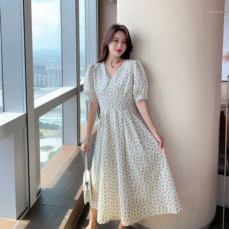 

8085# Maternity Dress Summer V Neck Floral Cotton Short Sleeve Loose Stylish Dress for Pregnant Women Mom1, Yellow