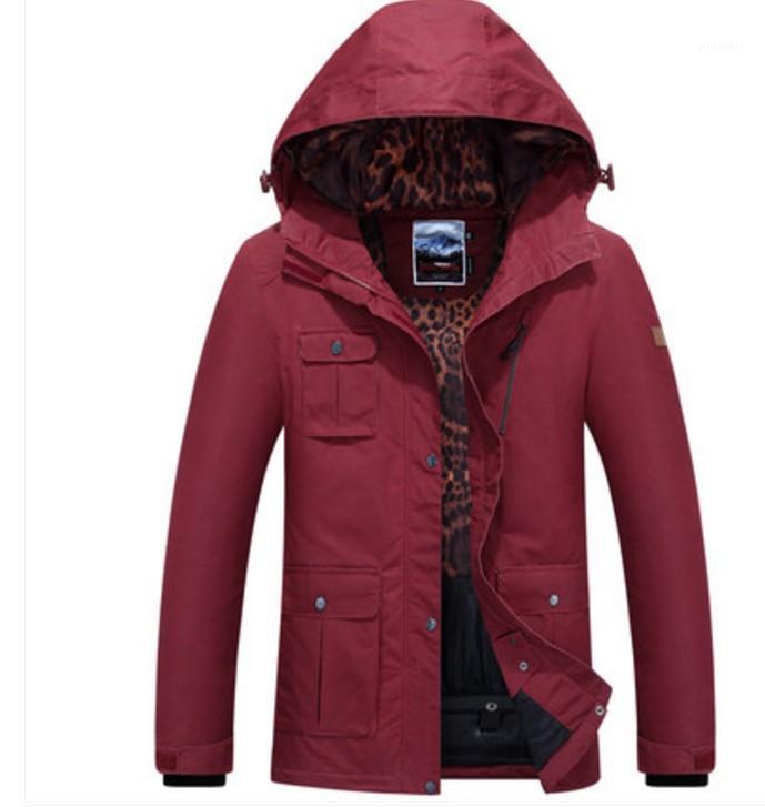 

Womens wine red ski jacket female multi-pocket snowboarding skiing jackets winter outdoor waterproof sportswear skiwear1, Color 2
