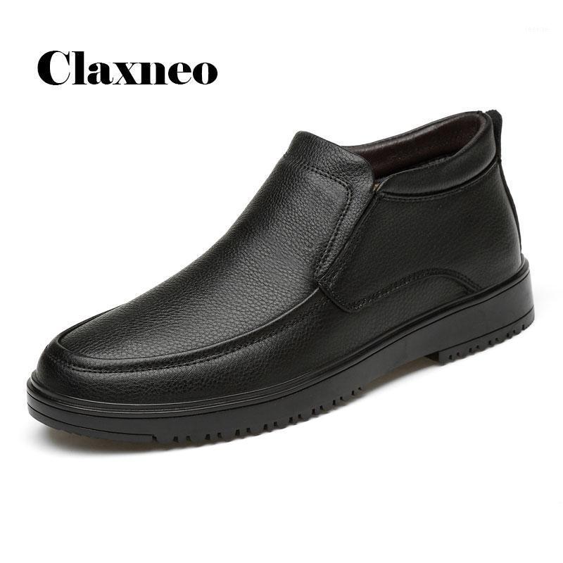 

Man Dress Leather Shoes Slip on 2021 Autumn Men's Boots Genuine Leather Male Winter Boot Plush Fur Warm Office Footwear Black1